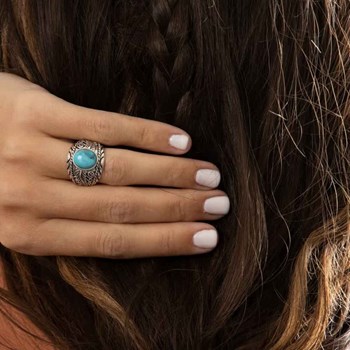 Bague 'Lantana' Turquoise 3,24ct et Argent Massif 925/1000