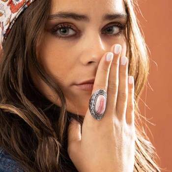 Bague 'Cupey' Rhodochrosite 11,70ct et Argent Massif 925/1000