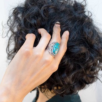 Bague 'Maíz' Turquoise 10,20ct et Argent Massif