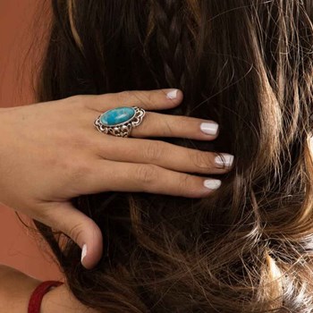 Bague 'Gladiolo' Turquoise 7,57ct et Argent Massif 925/1000