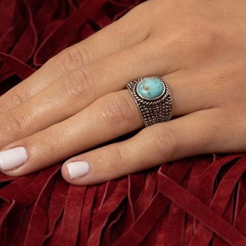 Bague 'Ruda' Turquoise 2ct et Argent Massif 925/1000