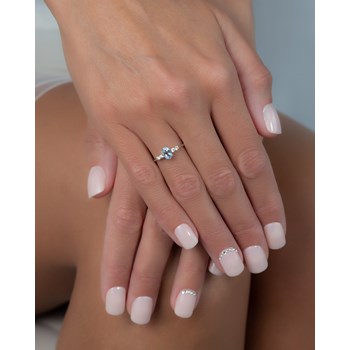 Bague ADEN Or 585 Blanc Aigue-Marine et diamants 1.6grs