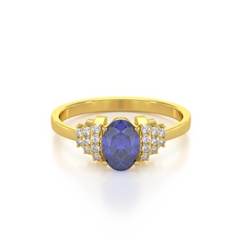 Bague ADEN Or 585 Jaune Tanzanite et diamants 2.24grs
