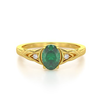 Bague ADEN Or 585 Jaune Emeraude et diamants 2grs