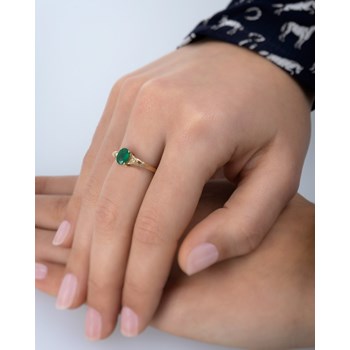 Bague ADEN Or 585 Jaune Emeraude et diamants 2grs