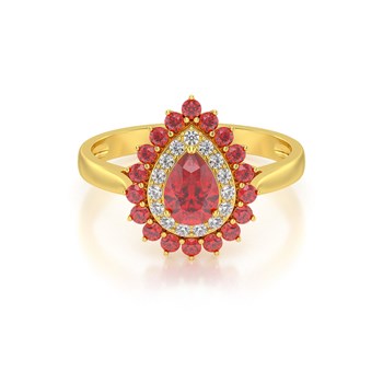 Bague ADEN Or 585 Jaune Rubis et diamants 3.15grs