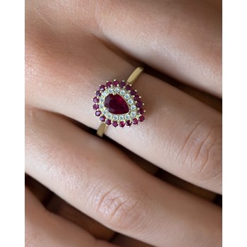 Bague ADEN Or 585 Jaune Rubis et diamants 3.15grs