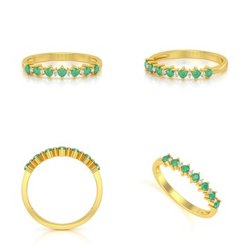 Bague ADEN Or 585 Jaune Emeraude et diamants 1.7grs