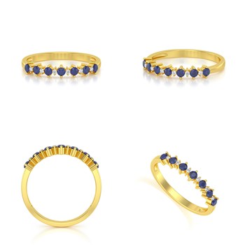 Bague ADEN Or 585 Jaune Saphir et diamants 1.7grs