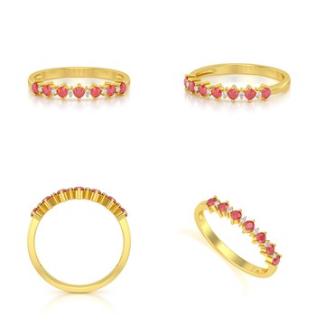 Bague ADEN Or 585 Jaune Rubis et diamants 1.7grs