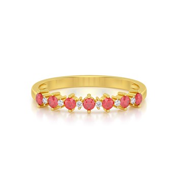 Bague ADEN Or 585 Jaune Rubis et diamants 1.7grs
