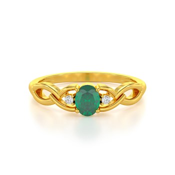 Bague ADEN Or 585 Jaune Emeraude et diamants 2.2grs