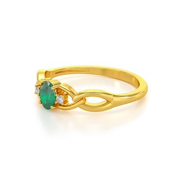 Bague ADEN Or 585 Jaune Emeraude et diamants 2.2grs