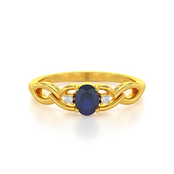 Bague ADEN Or 585 Jaune Saphir et diamants 2.2grs