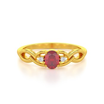 Bague ADEN Or 585 Jaune Rubis et diamants 2.2grs