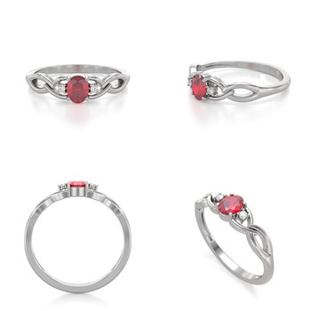 Bague ADEN Or 585 Blanc Rubis et diamants 2.2grs