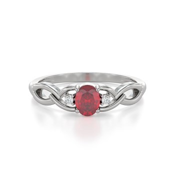 Bague ADEN Or 585 Blanc Rubis et diamants 2.2grs