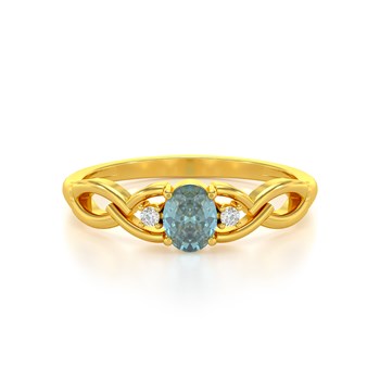 Bague ADEN Or 585 Jaune Aigue-Marine et diamants 2.2grs