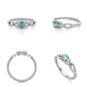 Bague ADEN Or 585 Blanc Aigue-Marine et diamants 2.2grs