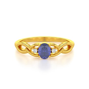 Bague ADEN Or 585 Jaune Tanzanite et diamants 2.2grs
