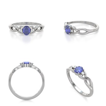 Bague ADEN Or 585 Blanc Tanzanite et diamants 2.2grs