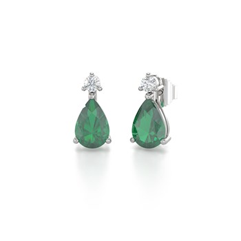 Boucles d'oreilles ADEN Emeraude et Diamants sur Argent 925 1.15grs