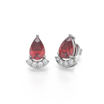 Boucles d'oreilles ADEN Rubis et Diamants sur Argent 925 1.40grs