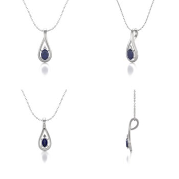 Collier Saphir & Diamant en Argent 925 | 1.85gr | Pendentif Raffiné - Aden