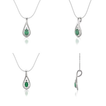Collier Emeraude & Diamant en Argent 925 | 1.85gr | Pendentif Élégant - Aden