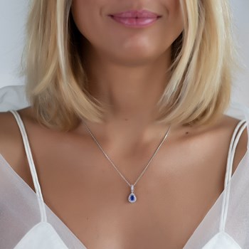Collier Saphir & Diamant en Argent 925 | 1.55gr | Pendentif Raffiné - Aden