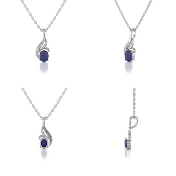 Collier Saphir & Diamant en Argent 925 | 0.75gr | Pendentif Chic - Aden