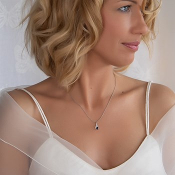Collier Saphir & Diamant en Argent 925 | 0.75gr | Pendentif Chic - Aden