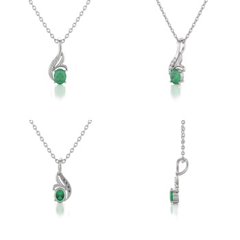 Collier Emeraude & Diamant en Argent 925 | 0.75gr | Pendentif Prestigieux - Aden