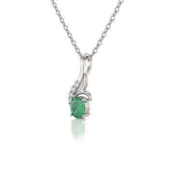 Collier Emeraude & Diamant en Argent 925 | 0.75gr | Pendentif Prestigieux - Aden