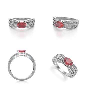 Bague ADEN Rubis et diamants sur Argent 925 2.89grs