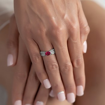 Bague ADEN Rubis et diamants sur Argent 925 2.89grs
