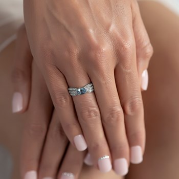 Bague Aigue-Marine et diamants sur Argent 925 2.89grs