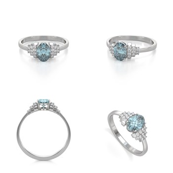 Bague aigue-marine et diamants en argent 925 : un bijou luxueux et raffiné | Aden Boutique