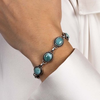 Bracelet argent massif et pierre naturelle