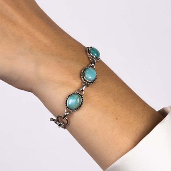 Bracelet argent massif et pierre naturelle