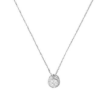 Pendentif Or Blanc et Diamants 0,12 carat 'MON BRILLANT' + chaîne argent offerte