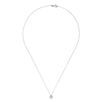 Pendentif Or Blanc et Diamants 0,12 carat 'MON BRILLANT' + chaîne argent offerte