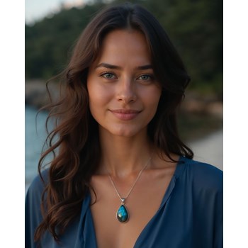 Pendentif Lyra Labradorite et Argent 925 | ADEN Design Goutte | Bijou Chatoyant