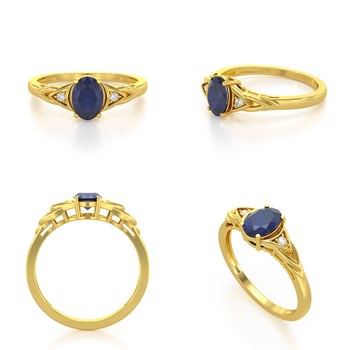 Bague ADEN Or 585 Jaune Saphir et diamants 2grs