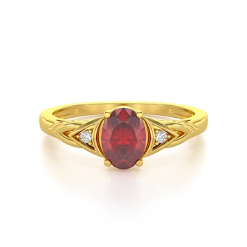 Bague ADEN Or 585 Jaune Rubis et diamants 2grs