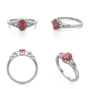 Bague ADEN Or 585 Blanc Rubis et diamants 2grs