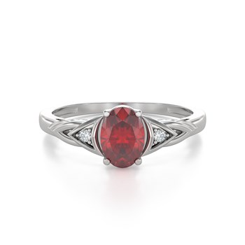 Bague ADEN Or 585 Blanc Rubis et diamants 2grs