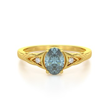 Bague ADEN Or 585 Jaune Aigue-Marine et diamants 2grs