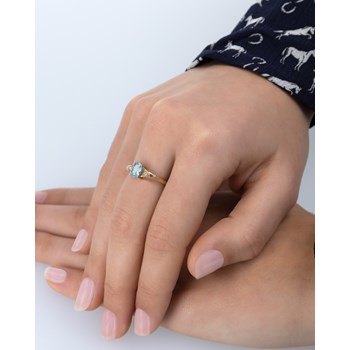Bague ADEN Or 585 Jaune Aigue-Marine et diamants 2grs