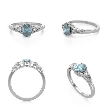 Bague ADEN Or 585 Blanc Aigue-Marine et diamants 2grs